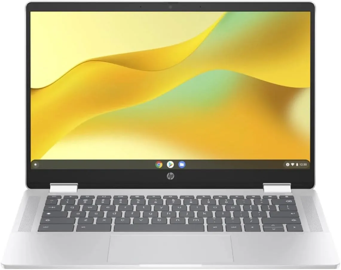 Hewlett Packard HP Chromebook x360 14-inch FHD 2-in-1 Touchscreen Laptop Notebook - Intel N200 Processor 8GB RAM 128GB eMMC Computer PC WiFi Bluetooth USB C Port Google Chrome OS, Silver (Renewed)