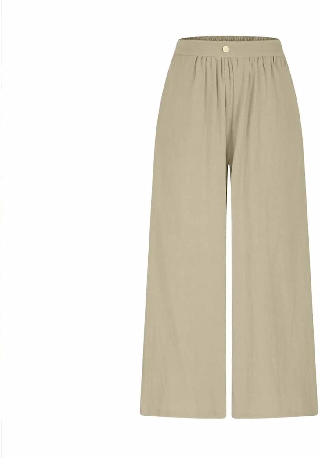 HGps8w Women's Summer Cotton Linen Loose Cropped Palazzo Pants Trendy Wide Leg High Waisted Lounge Trousers with Pockets