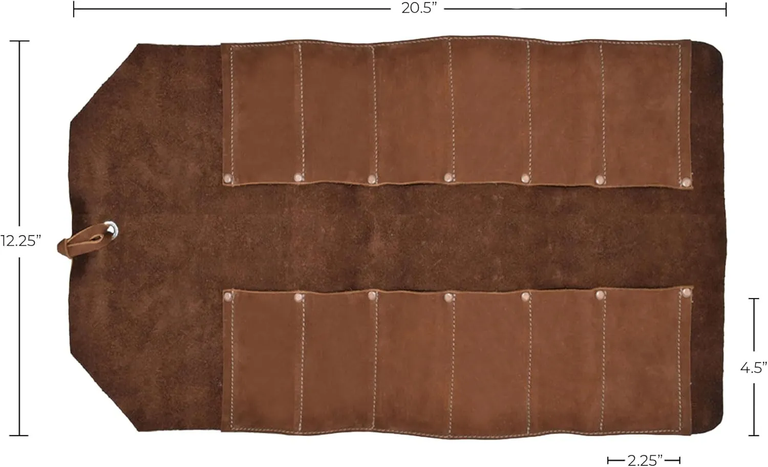 Hide & Drink, Big Tool Roll Up Bag with 12 Slots, Workshop Storage, Woodworking Tools Organizer, Rustic Case, Full Grain Leather, Handmade, Swayze Suede