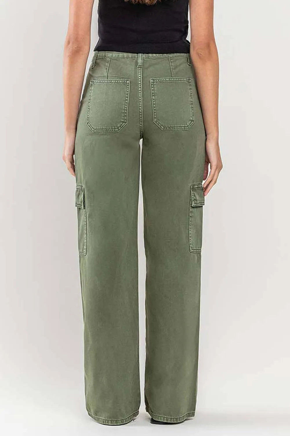 HIGH RISE UTILITY CARGO WIDE JEANS T5823TY: THYME / 25