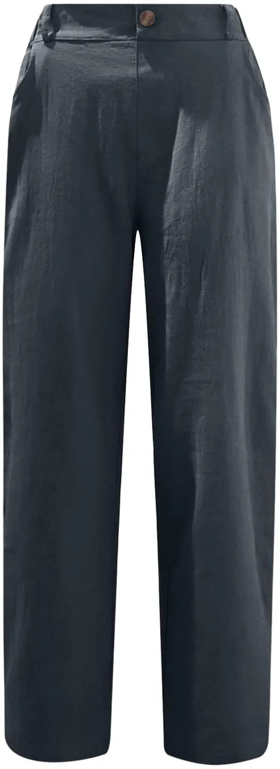 High Waisted Wide Leg Pants for Women Dressy Casual Loose Fit Summer Cropped Pant Trousers Resort Wear 2024