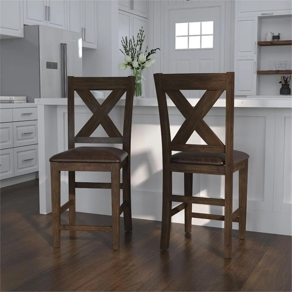 Hillsdale Furniture Spencer Dining Stools, set of 2, Dark Espresso (Wire brush)
