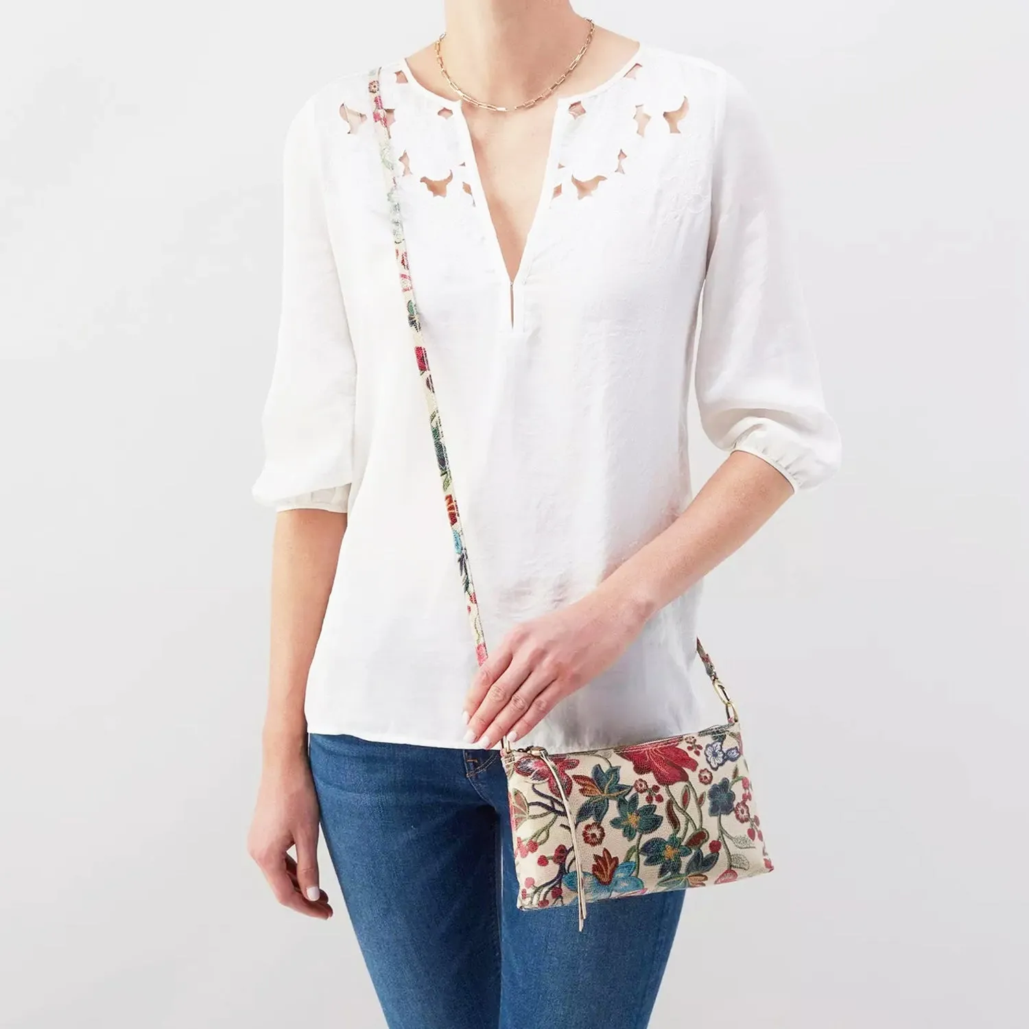 Hobo Darcy Floral Stitch Printed Leather