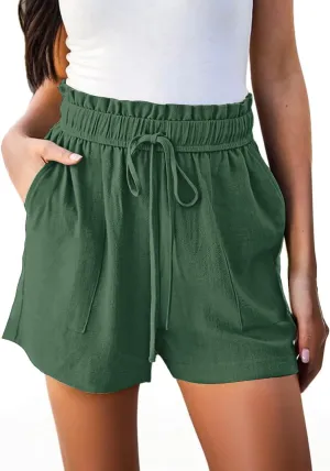 Hody Lovy Linen Beach Vacation Shorts for Women Dressy Casual Summer Outfits 2025 Comfy Trendy Clothing