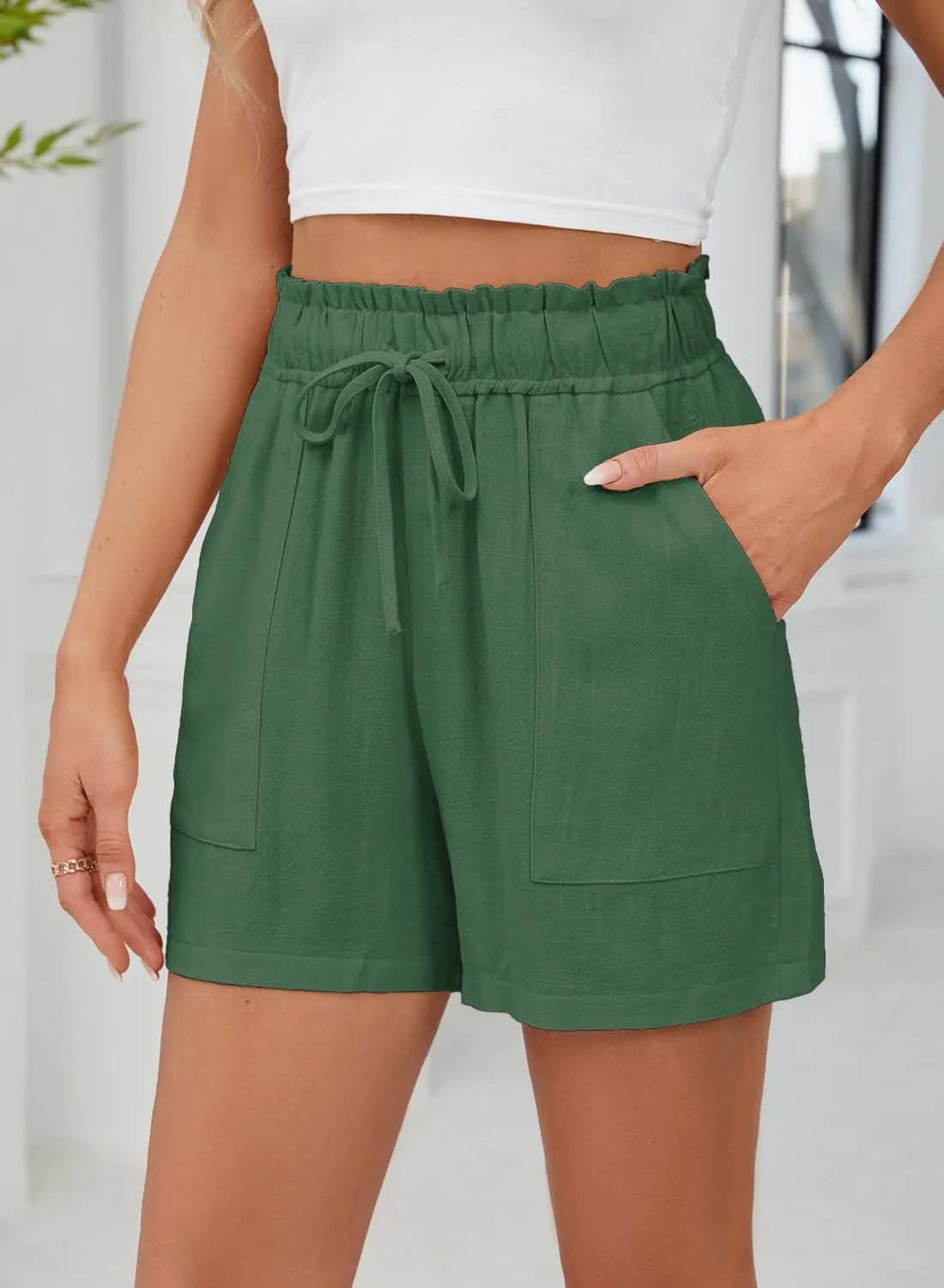Hody Lovy Linen Beach Vacation Shorts for Women Dressy Casual Summer Outfits 2025 Comfy Trendy Clothing