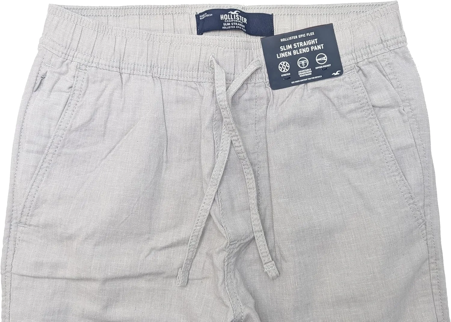 Hollister California Men's Slim Straight Linen-Blend Pull-On Pants HOM-54