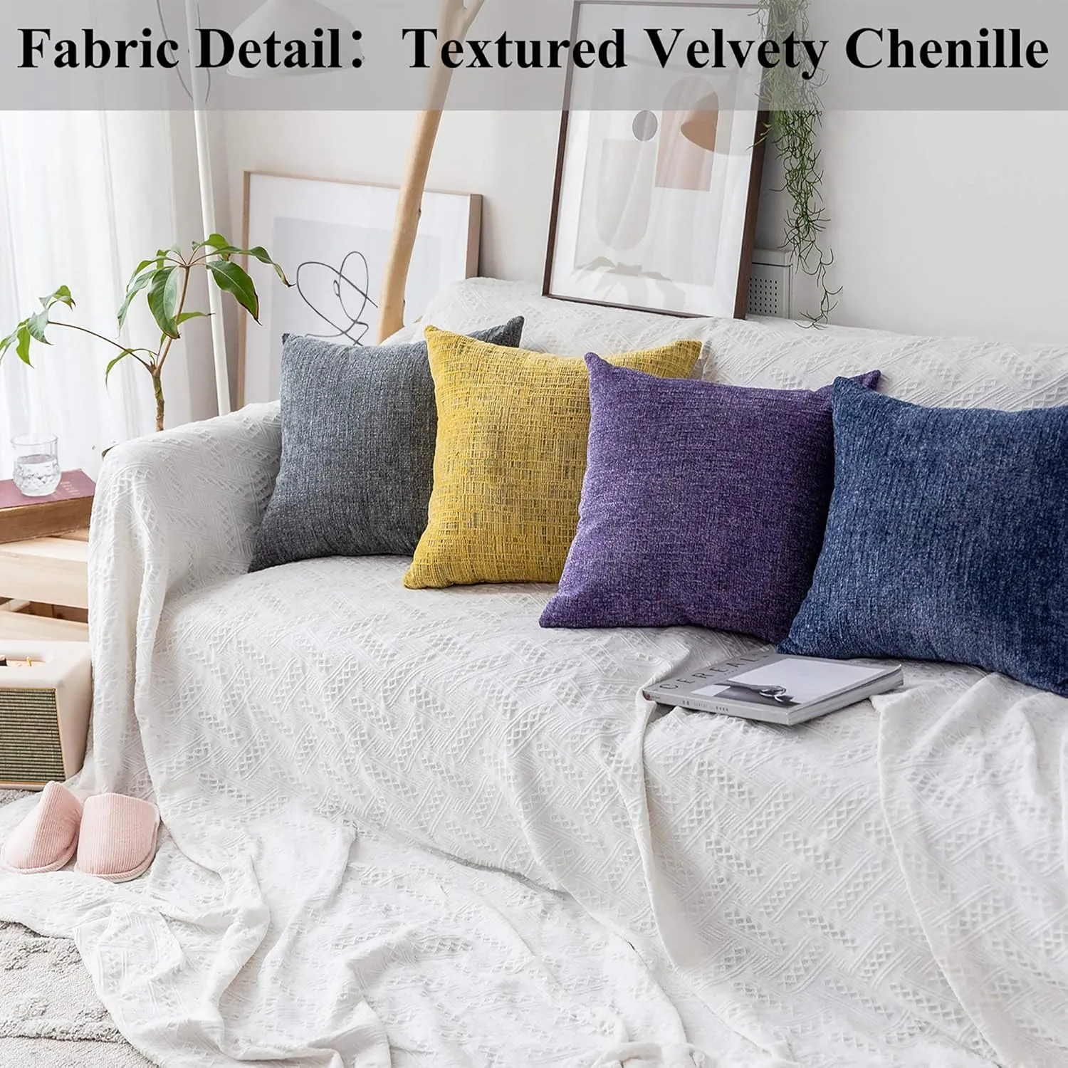Home Brilliant Dark Blue Pillow Covers for Sofa Bed Car Plush Velvet Throw Pillow Cases for Couch 50x50 cm, 20x20 inches, Set of 2