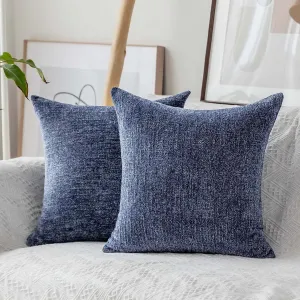 Home Brilliant Dark Blue Pillow Covers for Sofa Bed Car Plush Velvet Throw Pillow Cases for Couch 50x50 cm, 20x20 inches, Set of 2