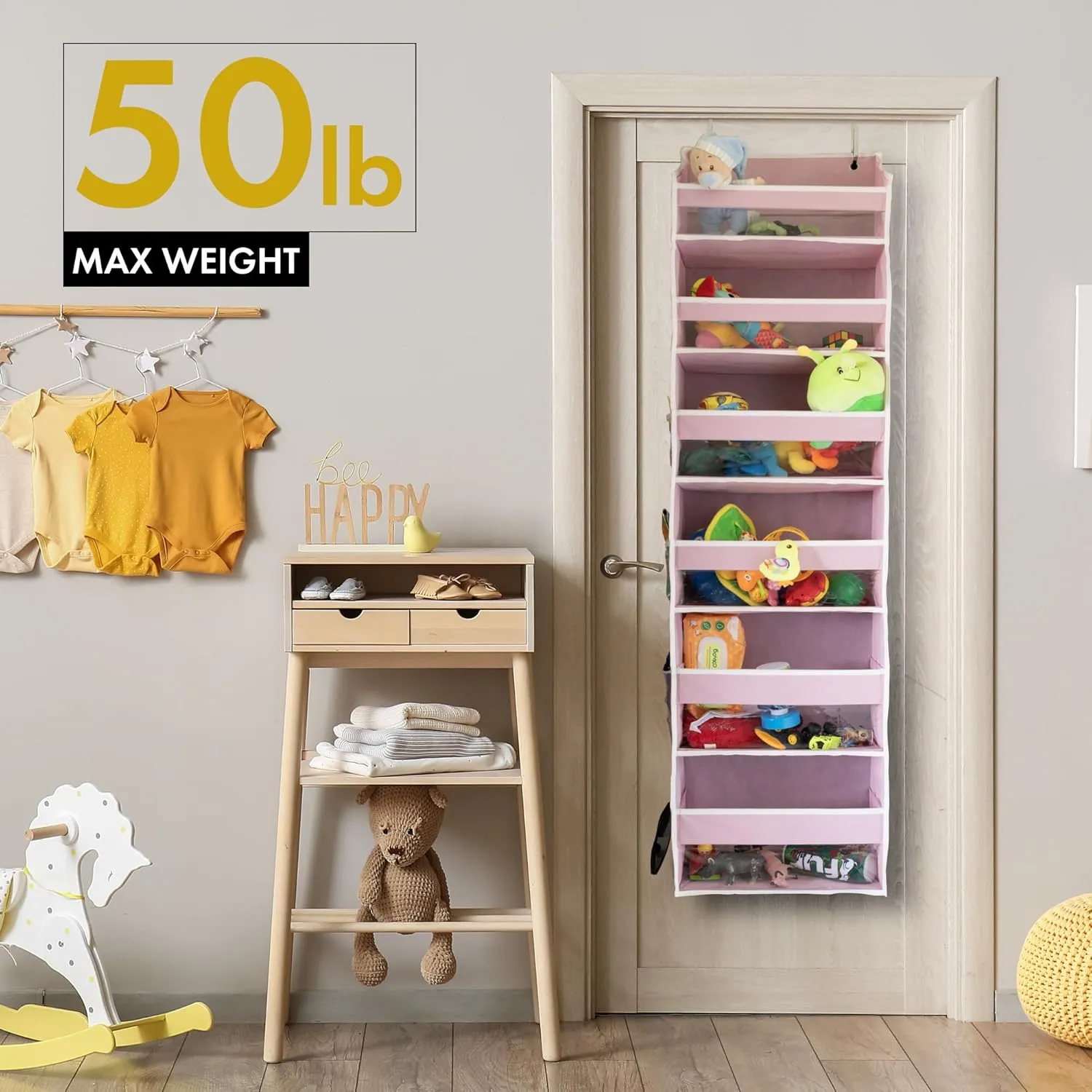 HOMELUX THEORY 1 PC Heavy Duty Over the Door Organizer 55x14x6.7, 6 Large Front & 12 Side Pockets, Hanging Storage Closet Door Organizer for Bedroom, Bathroom and Baby Nursery Storage (Baby Blue)
