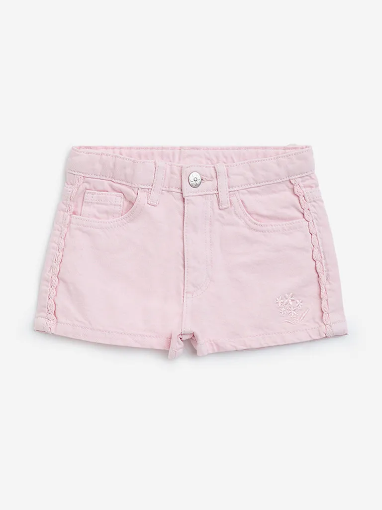HOP Kids Pink High-Rise Denim Shorts