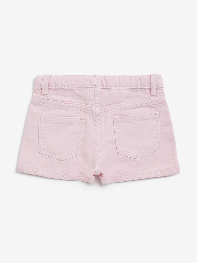 HOP Kids Pink High-Rise Denim Shorts