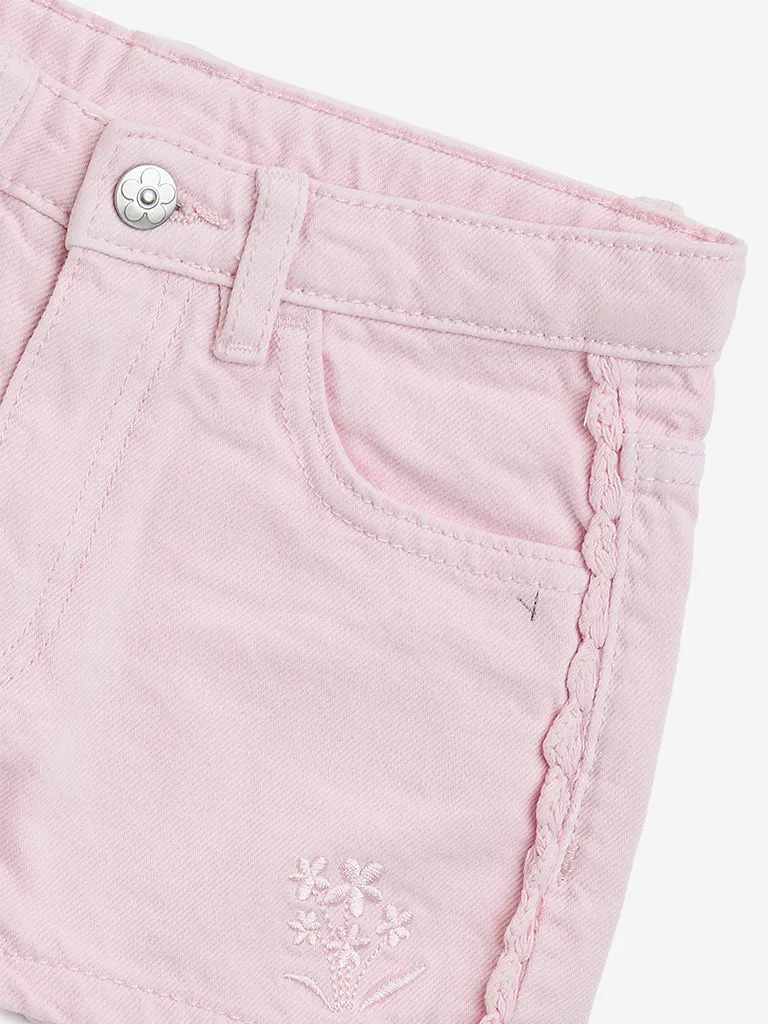 HOP Kids Pink High-Rise Denim Shorts