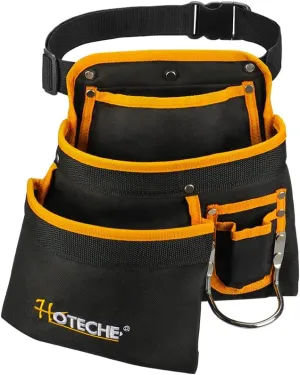 Hoteche Tool Pouch Belt - 6 Pocket Utility Bag with Hammer Loop for Electricians, Carpenters, and Construction Workers - Adjustable Apron for Hands-Free Convenience