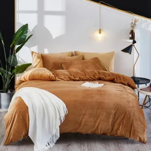 Houseri Comforter Set Queen, Pumpkin Color Velvet Bedding with Sherpa, 3 Pcs, Warm Fuzzy, Dusty Orange Flannel, Ideal for Winter and Cold Areas