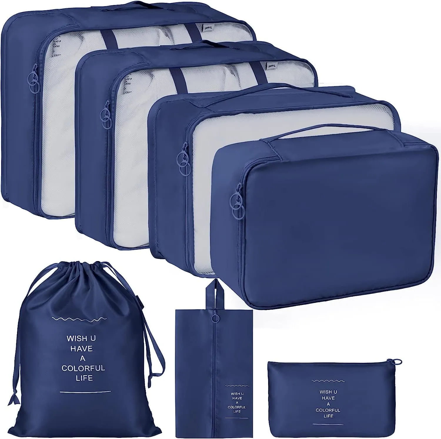 HOXHA Packing Cubes Travel 7 Set Luggage Organizers With Laundry Bag, Shoe Bag And Toiletry bag,Lightweight Luggage For Carry On Suitcase