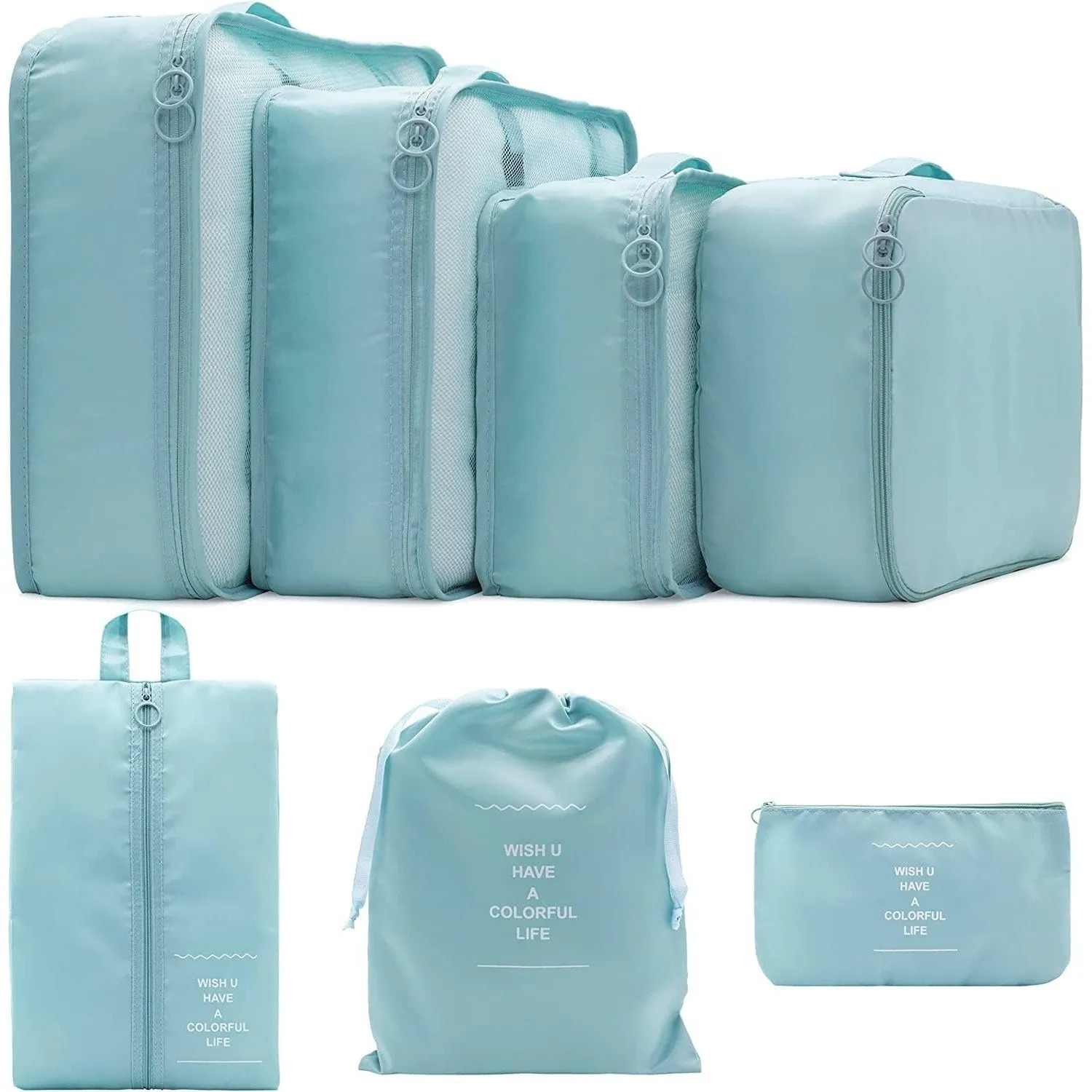 HOXHA Packing Cubes Travel 7 Set Luggage Organizers With Laundry Bag, Shoe Bag And Toiletry bag,Lightweight Luggage For Carry On Suitcase
