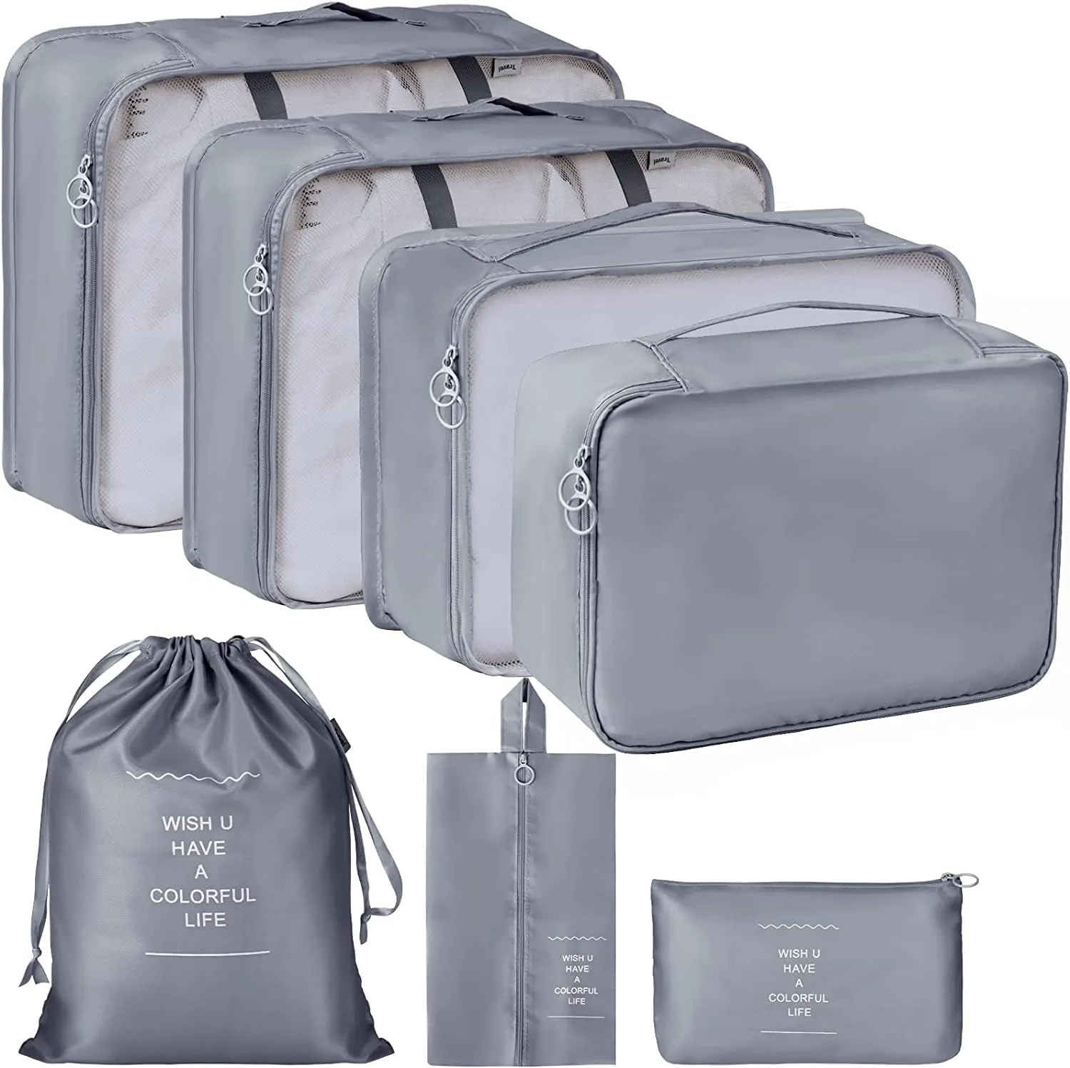 HOXHA Packing Cubes Travel 7 Set Luggage Organizers With Laundry Bag, Shoe Bag And Toiletry bag,Lightweight Luggage For Carry On Suitcase