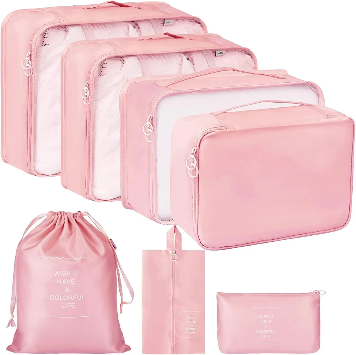 HOXHA Packing Cubes Travel 7 Set Luggage Organizers With Laundry Bag, Shoe Bag And Toiletry bag,Lightweight Luggage For Carry On Suitcase
