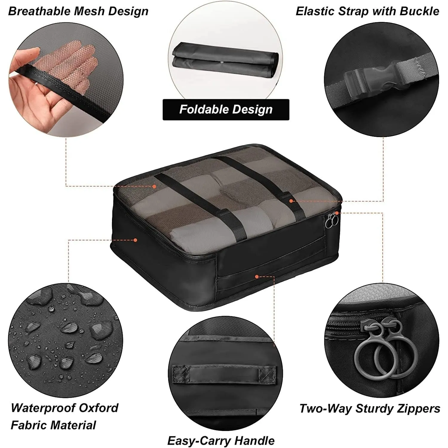 HOXHA Packing Cubes Travel 7 Set Luggage Organizers With Laundry Bag, Shoe Bag And Toiletry bag,Lightweight Luggage For Carry On Suitcase