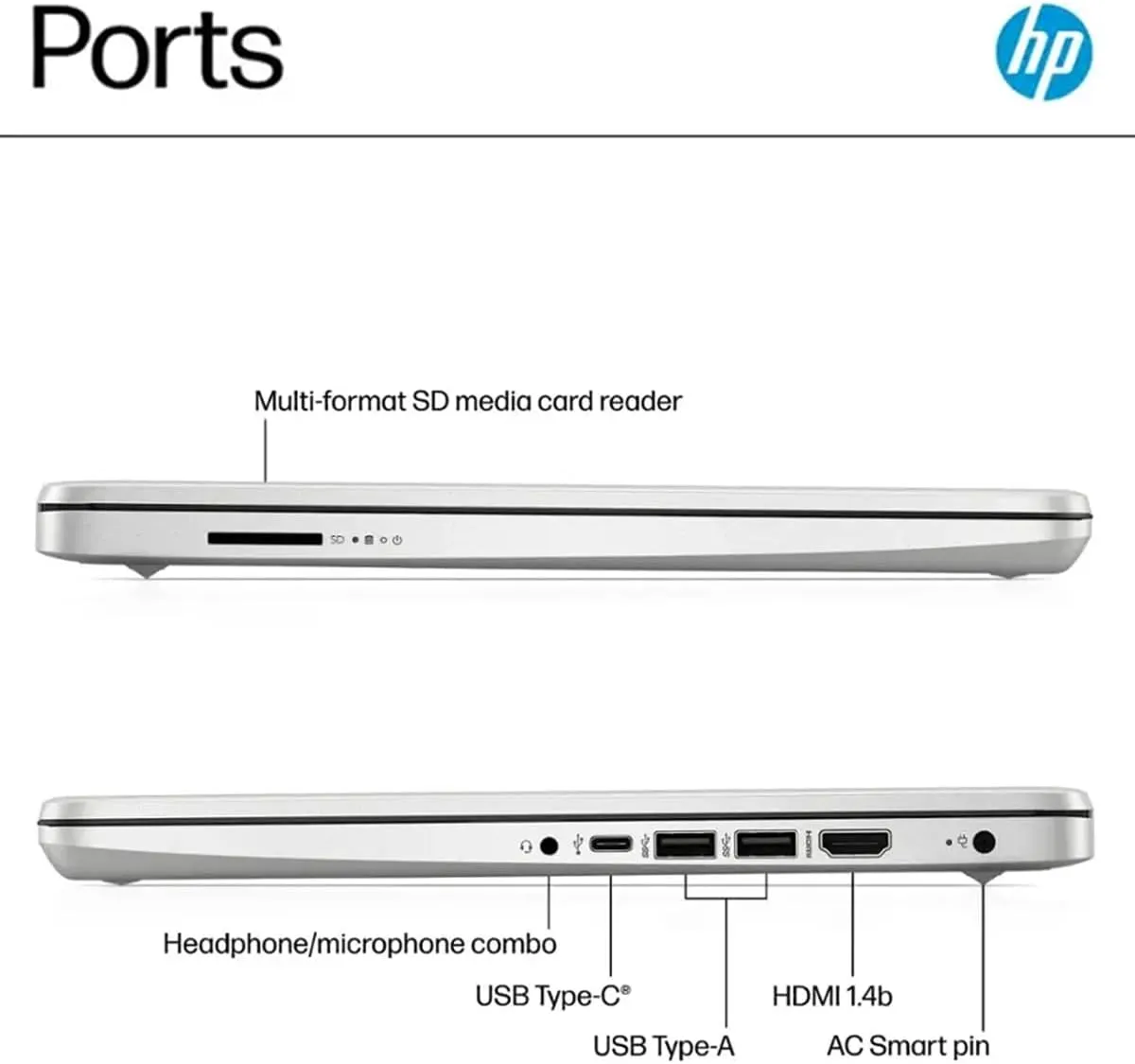 HP 14 Business Laptop Computer - Intel Processor N150, 14 inch HD Portable Laptop, Windows 11 Pro & MS Office Lifetime License, AI-Powered, 12 Hr Batter (16GB RAM | 128GB SSD | 256GB SD Card) Silver