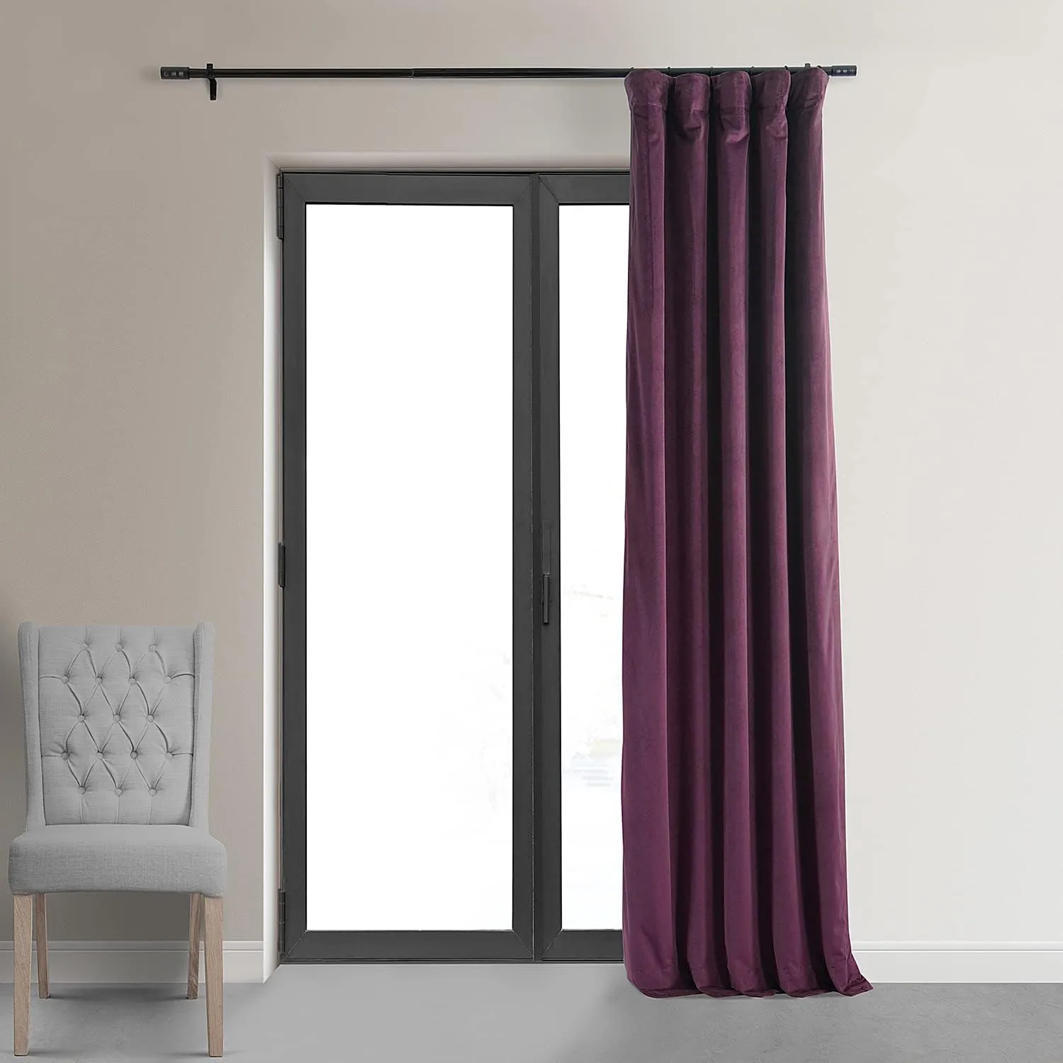 HPD Half Price Drapes Signature Velvet Thermal Blackout Curtains for Living Room 108 Inch Long (1 Panel) Rod Pocket Insulated Blackout Curtains for Bedroom Window Curtains, 50W x 108L, Cabernet