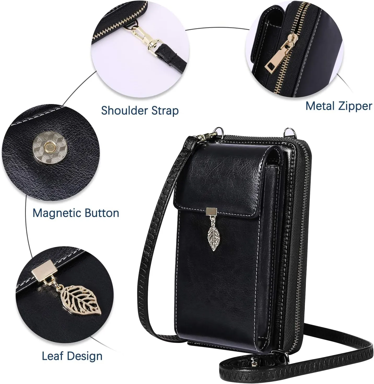 HUANLANG Small Crossbody Phone Bags for Women Leather Cell Phone Purse Wallet