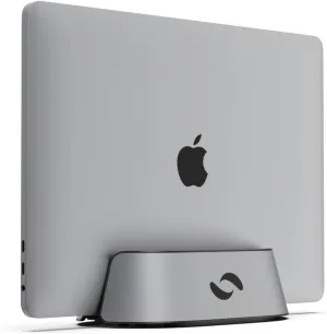 HumanCentric Vertical Laptop Stand in Space Grey Aluminum, Upright Adjustable Holder and Dock, Laptop Vertical Stand Fits MacBook Pro and Other Laptops .5" to 1.5", Clamshell Compatible