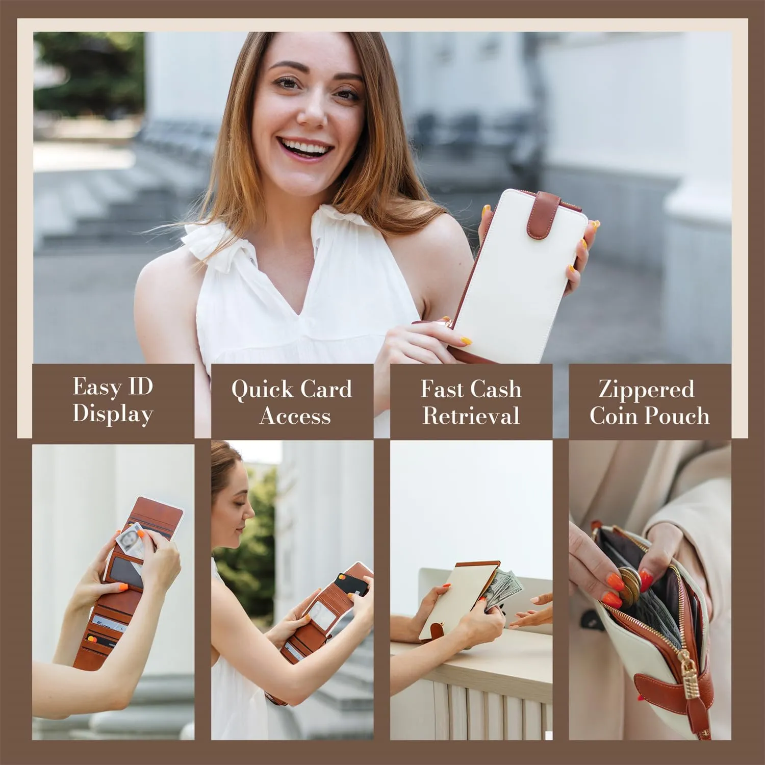 Huztencor Womens Leather Credit Card Holder Wallet RFID Blocking Wallet Women Card Case Purse