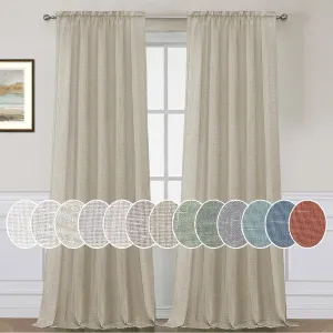 H.VERSAILTEX Linen Curtains Elegant Natural Linen Semi Sheer Curtains Energy Light Filtering Rod Pocket Window Treatments Panels for Living Room (Set of 2, Castle Wall, 52 inch W X 84 inch L)