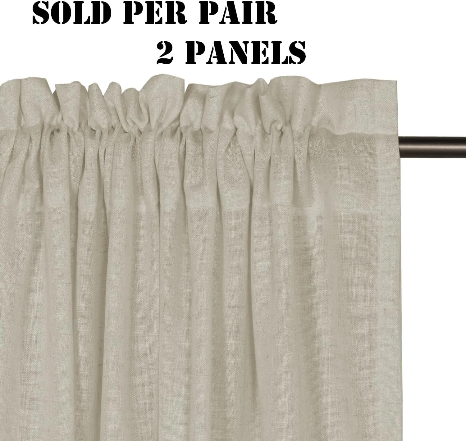 H.VERSAILTEX Linen Curtains Elegant Natural Linen Semi Sheer Curtains Energy Light Filtering Rod Pocket Window Treatments Panels for Living Room (Set of 2, Castle Wall, 52 inch W X 84 inch L)