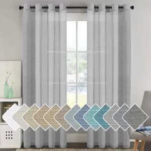 H.VERSAILTEX Linen Curtains Natural Linen Semi-Sheer Curtains 2 Panels Nickel Grommet Privacy Added Premium Soft Rich Material Drapes for Bedroom/Livingroom - 52x96 - Inch - Dove