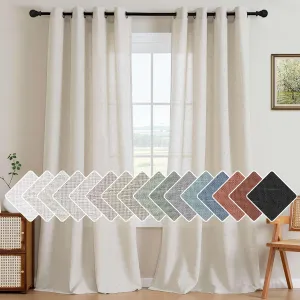 H.VERSAILTEX Living Room Linen Curtains Home Decorative Nickel Grommet Curtains Privacy Added Energy Saving Light Filtering Window Treatments Draperies for Bedroom, Ivory, 2 Panels, 52 x 96 - Inch