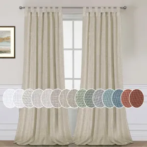 H.VERSAILTEX Natural Linen Curtains Linen Textured Semi Sheer Curtain Light Filtering Tab Top Window Treatments Panels Highly Durable Curtain Panels for Bedroom (2 Panels, 52" x 84", Castle Wall)