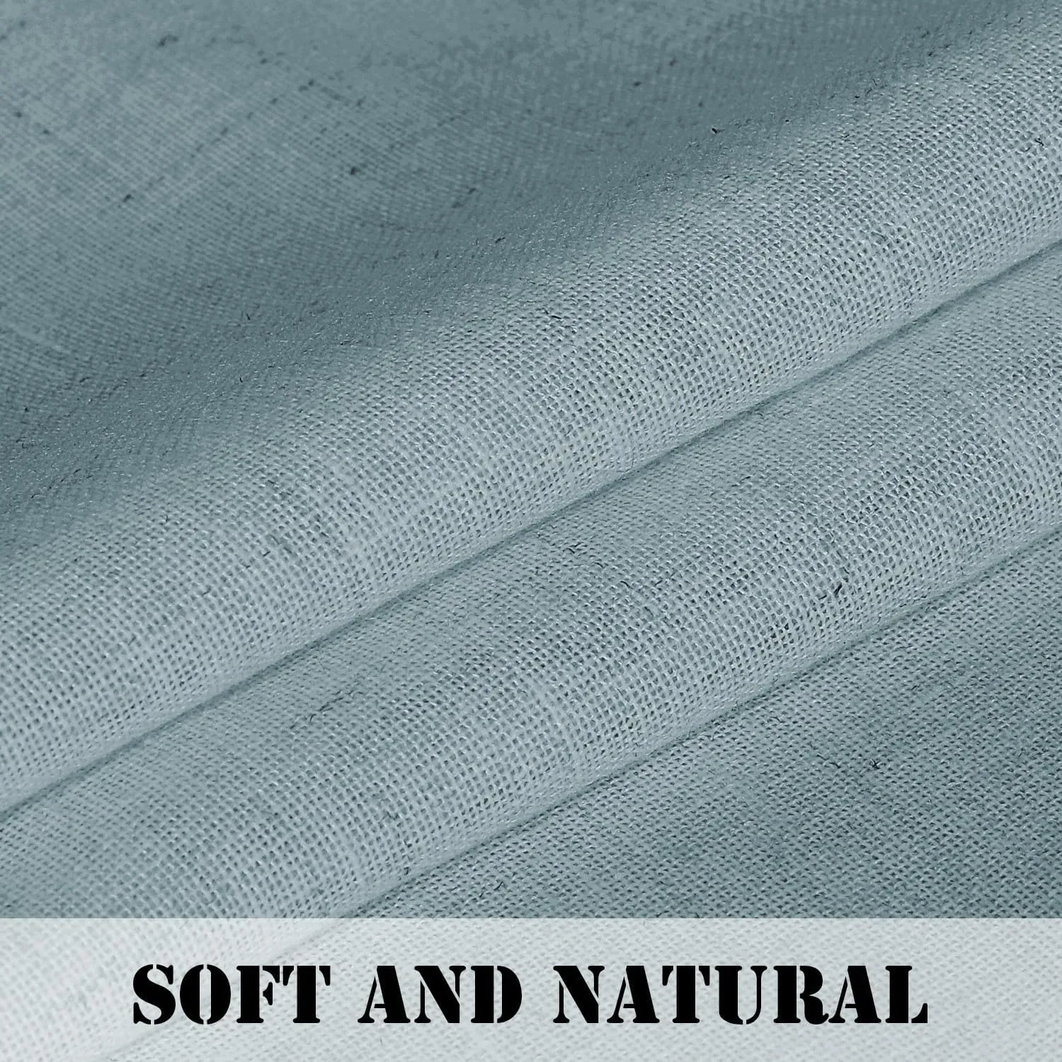 H.VERSAILTEX Natural Linen Curtains Linen Textured Semi Sheer Curtain Light Filtering Tab Top Window Treatments Panels Highly Durable Curtain Panels for Bedroom (2 Panels, 52" x 84", Cloud Blue)