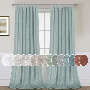 H.VERSAILTEX Natural Linen Curtains Linen Textured Semi Sheer Curtain Light Filtering Tab Top Window Treatments Panels Highly Durable Curtain Panels for Bedroom (2 Panels, 52" x 84", Cloud Blue)