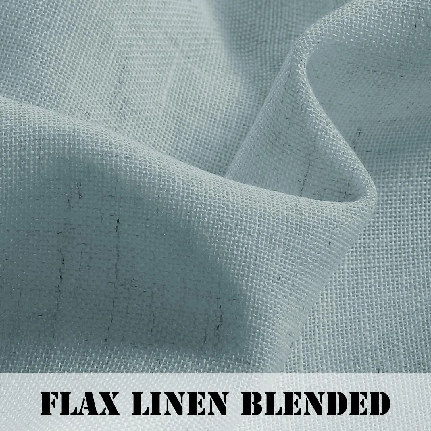 H.VERSAILTEX Natural Linen Curtains Linen Textured Semi Sheer Curtain Light Filtering Tab Top Window Treatments Panels Highly Durable Curtain Panels for Bedroom (2 Panels, 52" x 84", Cloud Blue)