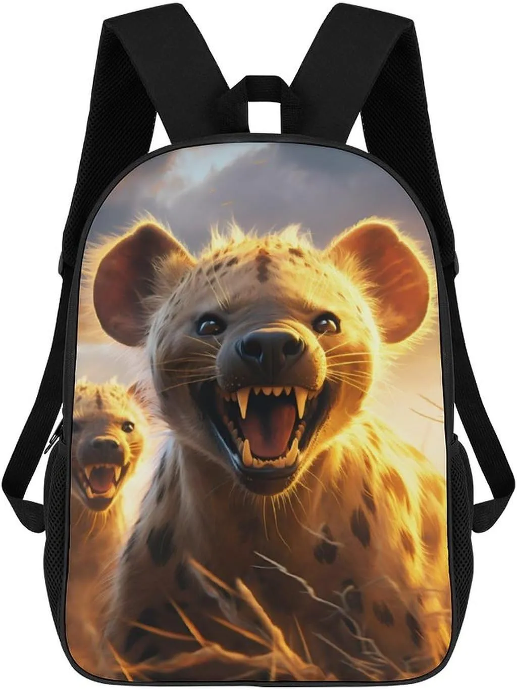 Hyenas Waiting for Predation Printed Backpack 17 Inch Travel Dayback Shoulder Back Pack Laptop Bag for Men Women