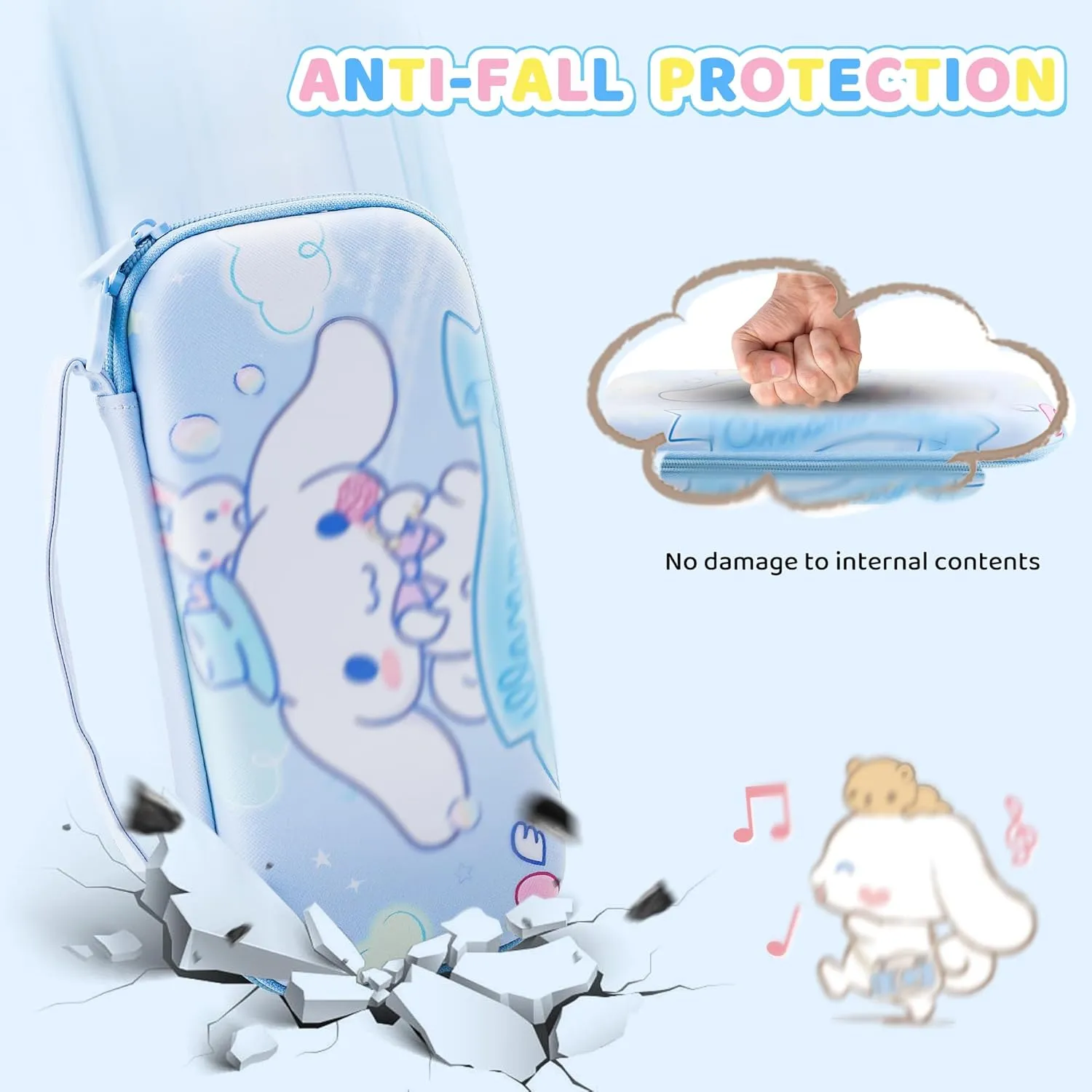 HYPERCASE Cute Switch Lite Carrying Case Set of Cartoon Dog, Bule Portable Switch Lite Travel Pouch Accessories Bag with Soft Protective Cover Skin, Screen Protector, Shoulder Strap and 2 Thumb Caps