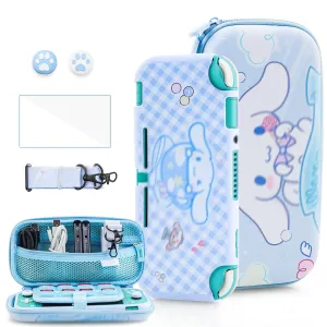 HYPERCASE Cute Switch Lite Carrying Case Set of Cartoon Dog, Bule Portable Switch Lite Travel Pouch Accessories Bag with Soft Protective Cover Skin, Screen Protector, Shoulder Strap and 2 Thumb Caps