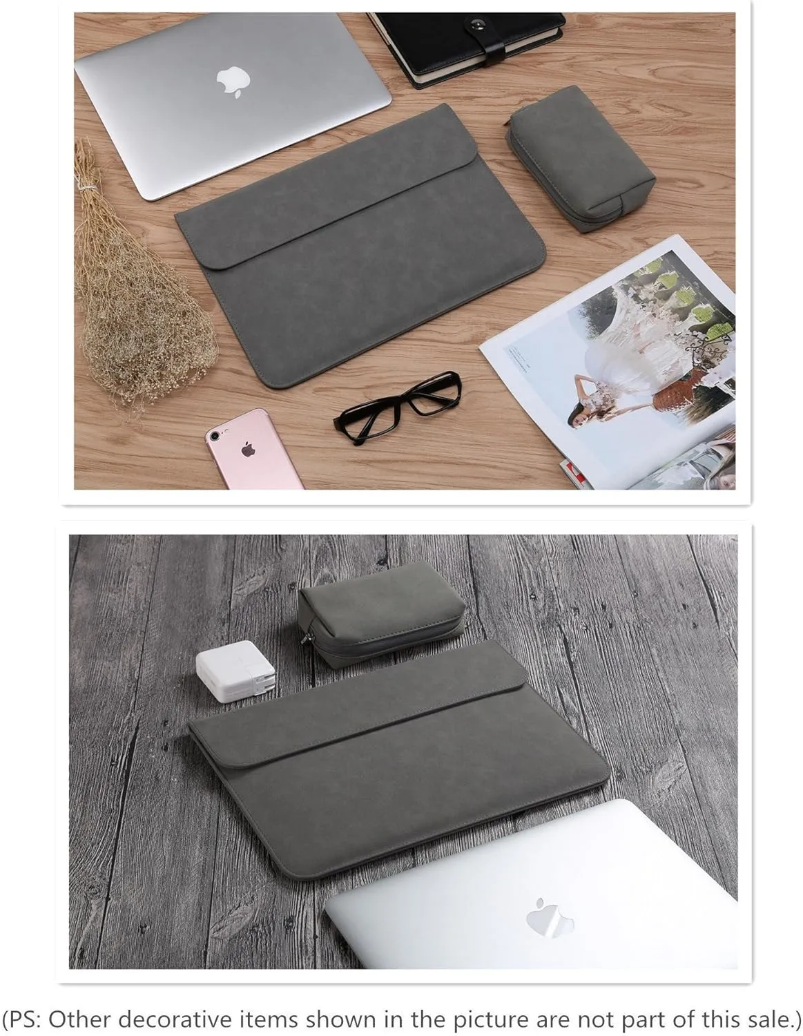 HYZUO 13.3-14 Inch Laptop Sleeve Bag for MacBook Pro 14 M4/M3/M2/M1 Pro/Max A3401 A3185 A3112 2021-2025, MacBook Air 13 2012-2017, 13.8/13.5 Surface Laptop 7-1, Case with Pouch, Dark Gray-H
