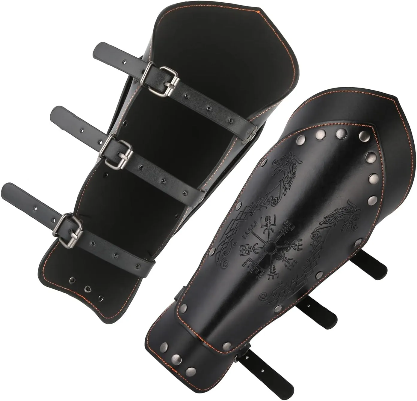 HZMAN Halloween Cosplay Costume Medieval Gauntlet Wristband Renaissance Faux Leather Bracer Archery Arm Guard