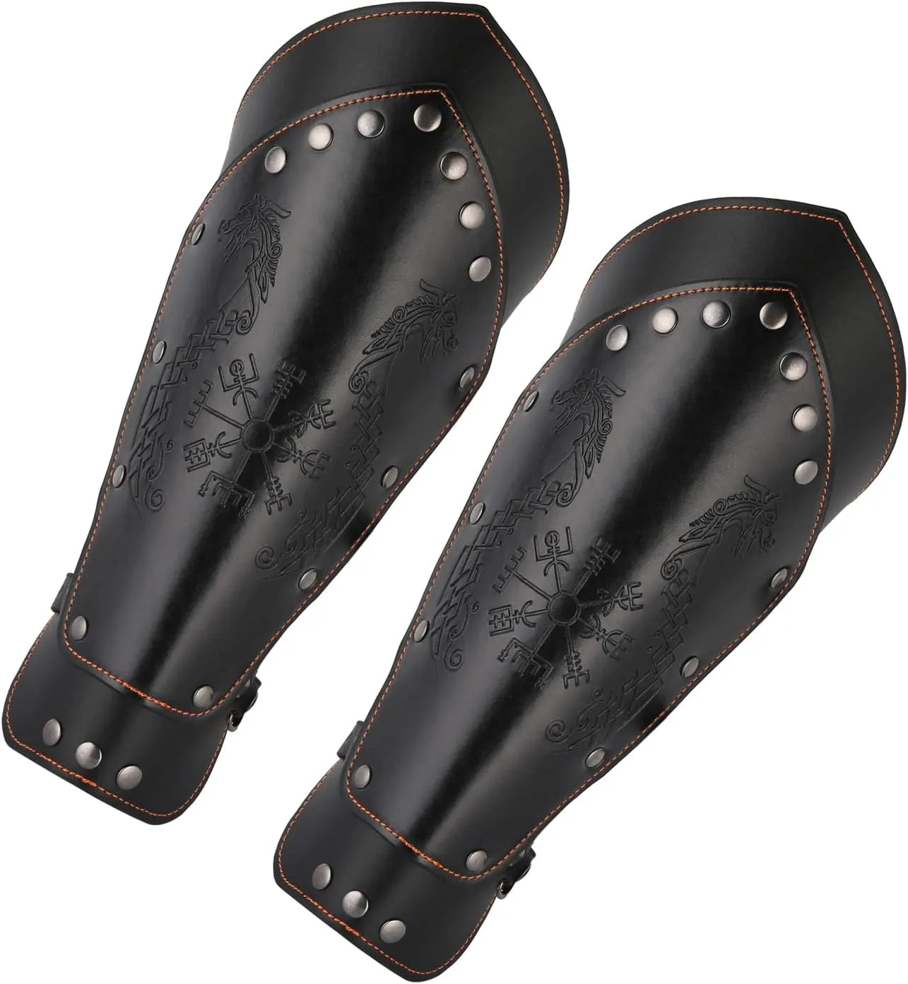 HZMAN Halloween Cosplay Costume Medieval Gauntlet Wristband Renaissance Faux Leather Bracer Archery Arm Guard