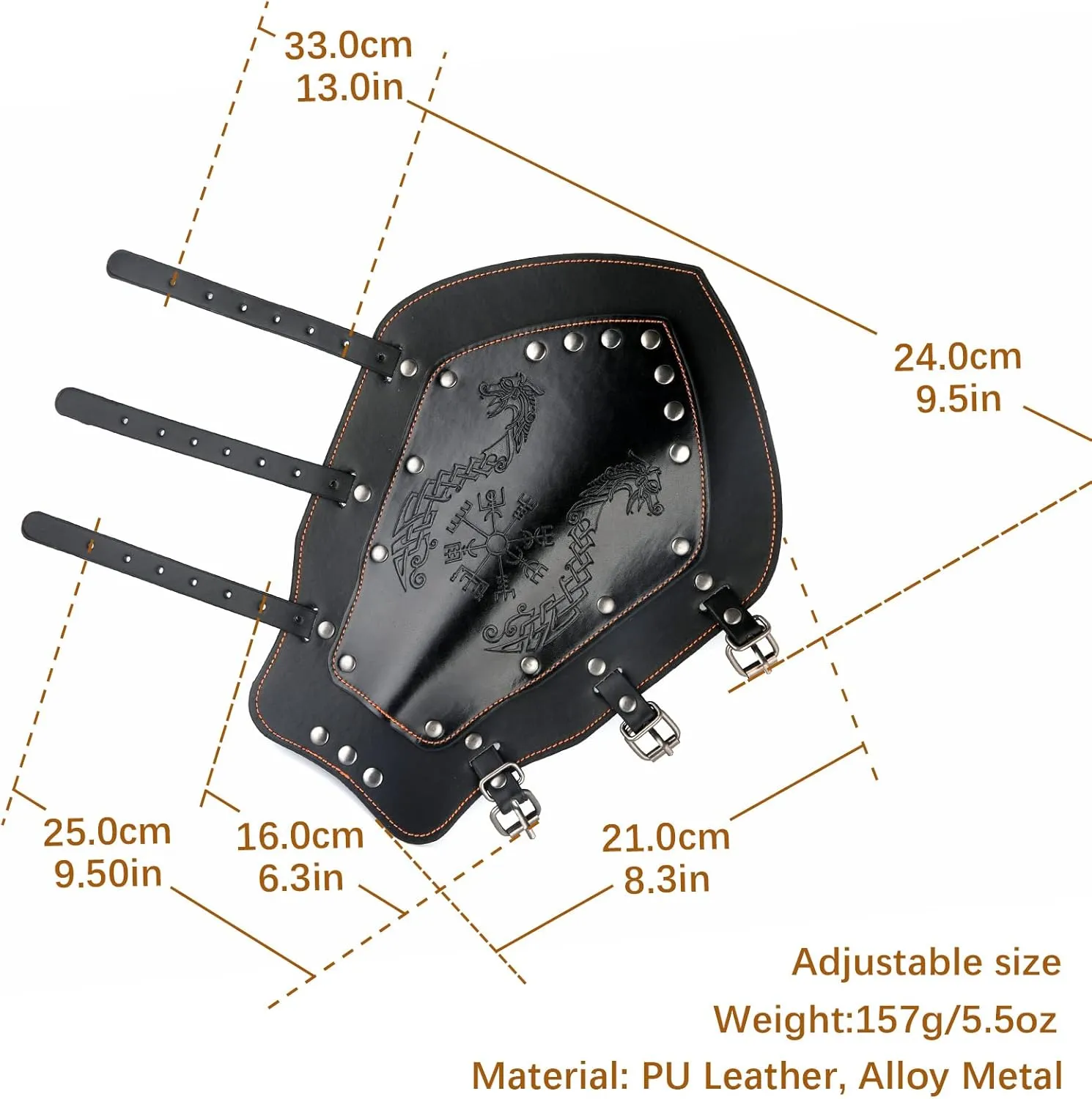HZMAN Halloween Cosplay Costume Medieval Gauntlet Wristband Renaissance Faux Leather Bracer Archery Arm Guard
