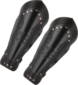 HZMAN Halloween Cosplay Costume Medieval Gauntlet Wristband Renaissance Faux Leather Bracer Archery Arm Guard