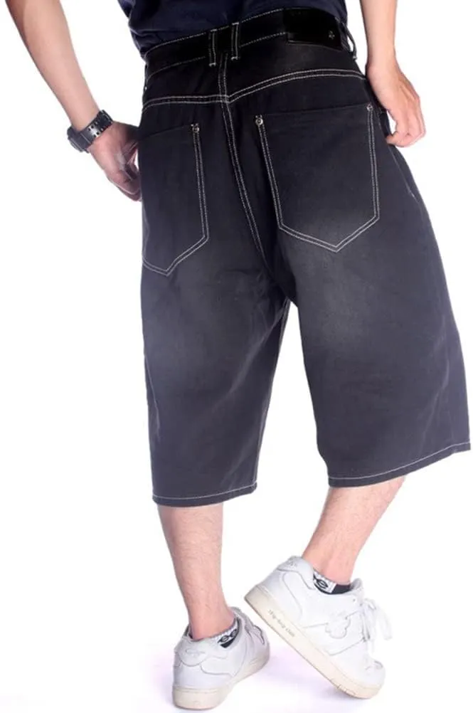 IDEALSANXUN Baggy Jean Shorts for Men Jorts Casual Loose Fit Long Denim Shorts