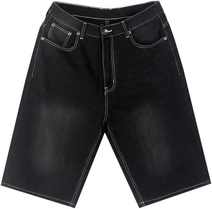 IDEALSANXUN Baggy Jean Shorts for Men Jorts Casual Loose Fit Long Denim Shorts