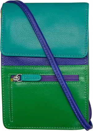 ili New York 6827 Genuine Leather Crossbody Organizer with RFID Blocking Lining
