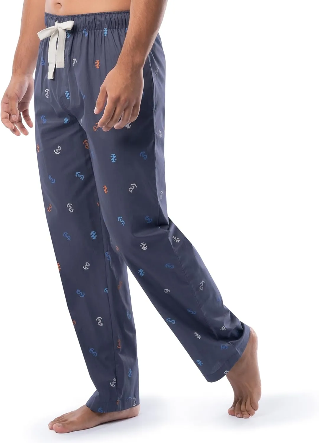 IZOD Men's Relaxed Fit Printed Poplin Drawstring Sleep Pajama Pant