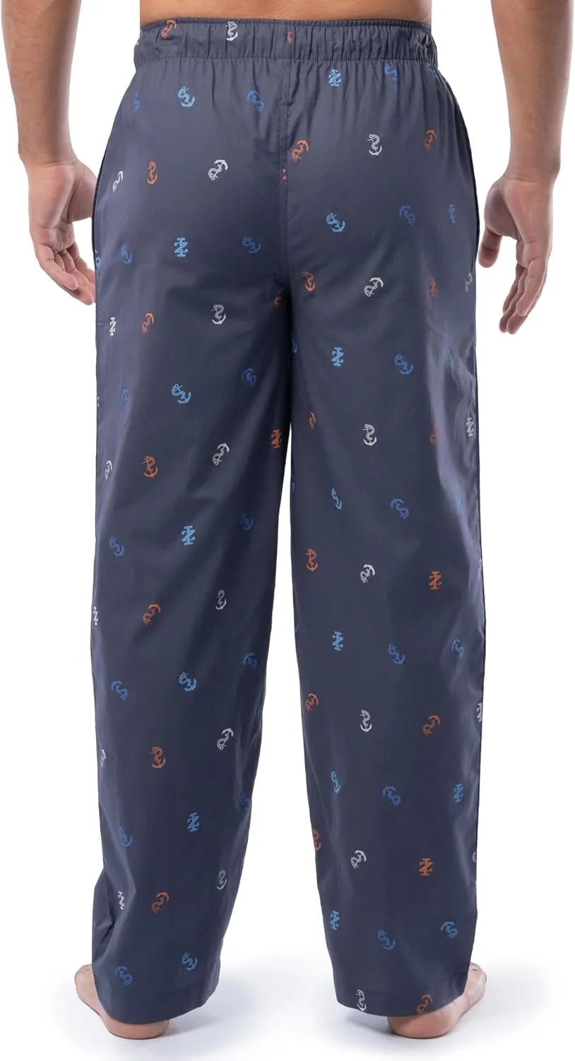 IZOD Men's Relaxed Fit Printed Poplin Drawstring Sleep Pajama Pant