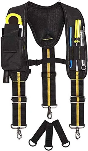 Jadeshay Tool Belt Suspenders, Adjustable Shoulder Pad with Phone & Pencil Holder for Electricians, Carpenters, Plumbers